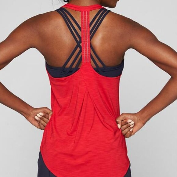 2/$30 Athleta Power of She Incline Racerback Tank Top Canyon Red Loose Fit - Picture 1 of 8